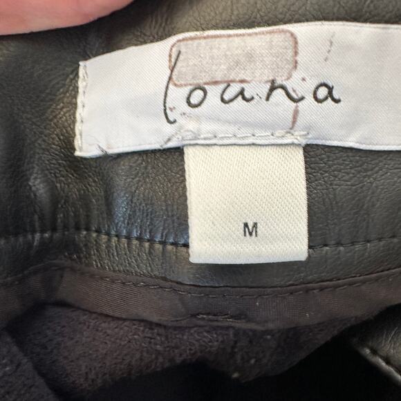 Louna Black Faux Leather Cargo Pants MEDIUM Wide Leg Trouser Designer $180 Flaw - Picture 9 of 10
